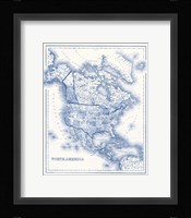North America in Shades of Blue Fine Art Print