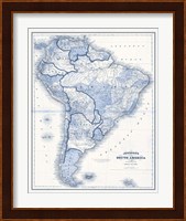 South America in Shades of Blue Fine Art Print