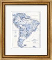 South America in Shades of Blue Fine Art Print