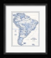 South America in Shades of Blue Fine Art Print