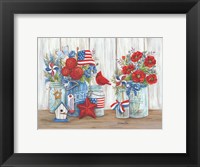 Patriotic Glass Jars with Flowers Fine Art Print