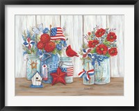 Patriotic Glass Jars with Flowers Fine Art Print