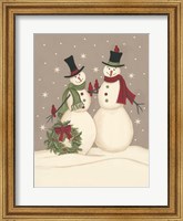 Wreath & Cardinal Snowmen Fine Art Print
