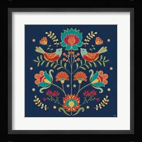 Folk Floral II Dark Framed Print