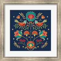 Folk Floral II Dark Fine Art Print