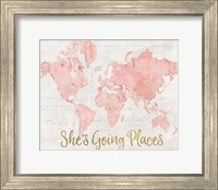 Across the World Shes Going Places Pink Fine Art Print