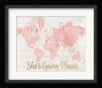 Across the World Shes Going Places Pink Fine Art Print