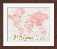 Across the World Shes Going Places Pink Fine Art Print