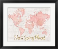 Across the World Shes Going Places Pink Fine Art Print
