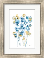 Blue and Gold Watercolor Floral Fine Art Print