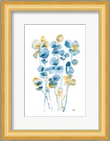 Blue and Gold Watercolor Floral Fine Art Print