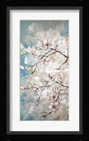 Magnolia Branches on Blue I Framed Print