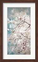 Magnolia Branches on Blue I Fine Art Print