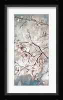 Magnolia Branches on Blue II Framed Print