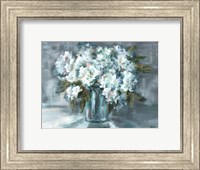 White Hydrangeas on Gray Landscape Fine Art Print