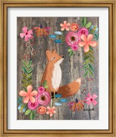 Floral Fox on Wood Fine Art Print