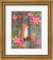 Floral Fox on Wood Fine Art Print