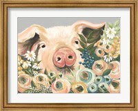 Pig in the Flower Garden Fine Art Print