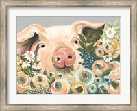 Pig in the Flower Garden Fine Art Print