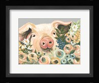 Pig in the Flower Garden Framed Print