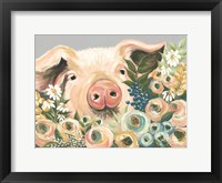 Pig in the Flower Garden Framed Print