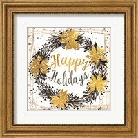 Happy Holidays Birch Wreath Fine Art Print