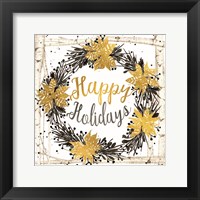 Happy Holidays Birch Wreath Fine Art Print