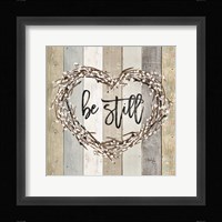 Be Still Pussy Willow Wreath Framed Print