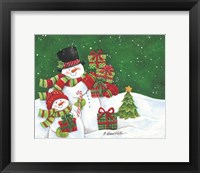Father and Son Merry Christmas Snowmen Fine Art Print