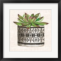 Cactus Mud Cloth Vase I Framed Print