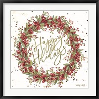 Happy Holidays Berry Wreath Fine Art Print