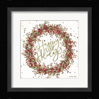 Happy Holidays Berry Wreath Fine Art Print