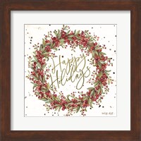 Happy Holidays Berry Wreath Fine Art Print