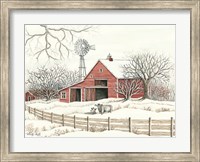 Winter Barn with Windmill Fine Art Print