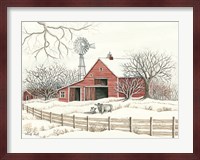 Winter Barn with Windmill Fine Art Print
