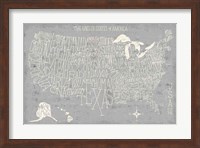 Hand Lettered USA Map Gray Fine Art Print