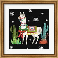 Lovely Llamas V Christmas Black Fine Art Print