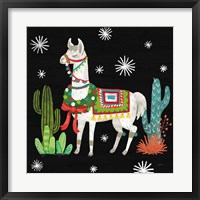 Lovely Llamas V Christmas Black Framed Print