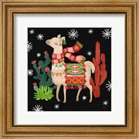 Lovely Llamas IV Christmas Black Fine Art Print