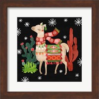 Lovely Llamas IV Christmas Black Fine Art Print