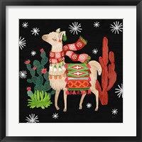Lovely Llamas IV Christmas Black Framed Print