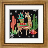 Lovely Llamas III Christmas Black Fine Art Print
