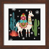 Lovely Llamas II Christmas Black Fine Art Print