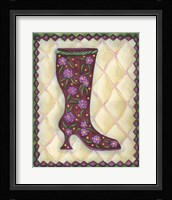 Boots Magenta With Roses With Leaves Fine Art Print