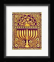 Hanukah Menorah On Magenta Framed Print