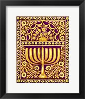 Hanukah Menorah On Magenta Framed Print