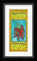 Peppers with Pale Green Framed Print