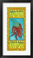 Peppers with Pale Green Framed Print
