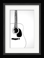 Black and White Classic Guitar, Framed Print