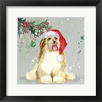 Dog In Christmas Hat Fine Art Print